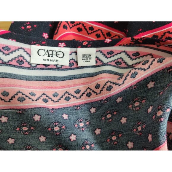 Cato Womens Top 18W 20W Plus Tunic Lace Sleeve Black Floral FLO350E - Picture 8 of 9